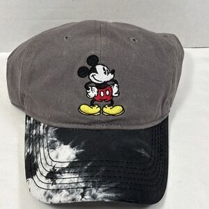 Disney Mickey Mouse Hat Grey Tie Dye Brim Adjustable Cap